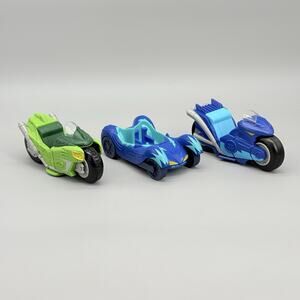 PJ Masks Vehicle Lot of 3 Kickback Motorcycles Blue Catboy Car Green Gekko Toys